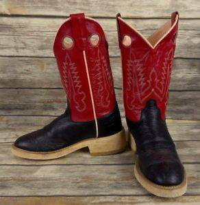 Red and Black Cowboy Logo - Old West Cowboy Boots Red Black Youth Young Mens Size 5.5 Country ...