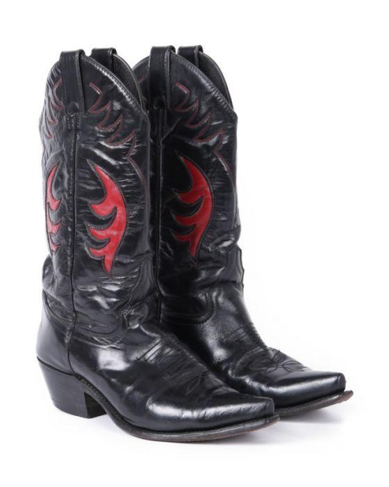 Red and Black Cowboy Logo - Diamond J Black & Red Leather Cowboy Boots - UK 5 Black £55 | Rokit ...