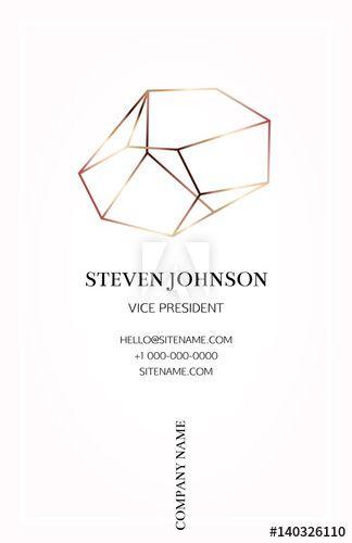 Bronze Company Logo - Pink business card with a bronze crystal logo. Gold polygonal shape ...
