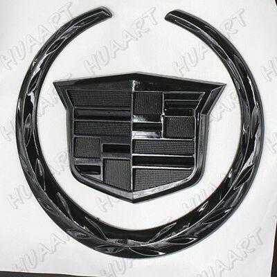Black Cadillac Logo - BLACK CADILLAC REAR Grille Hood 4 Emblem Ornament Badge Logo Symbol