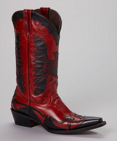 Red and Black Cowboy Logo - Another great find on #zulily! Red & Black Cowboy Boot