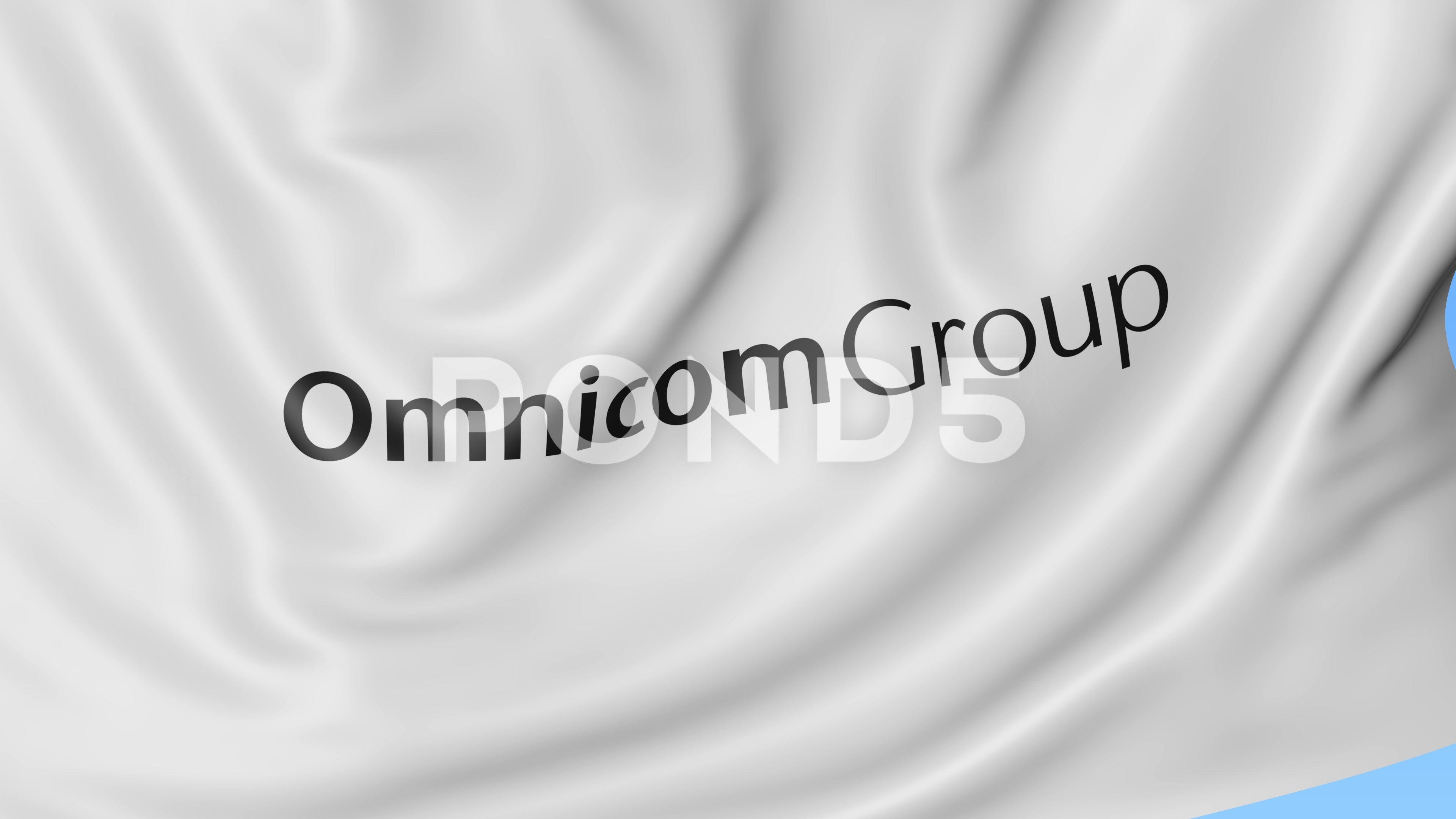 Omnicom Group Official Logo - Waving flag with Omnicom Group logo. Seamles loop 4K editorial
