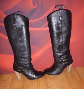 Red and Black Cowboy Logo - 62* LOGO 69 Black leather knee cowboy style heel boots EU 40 | eBay