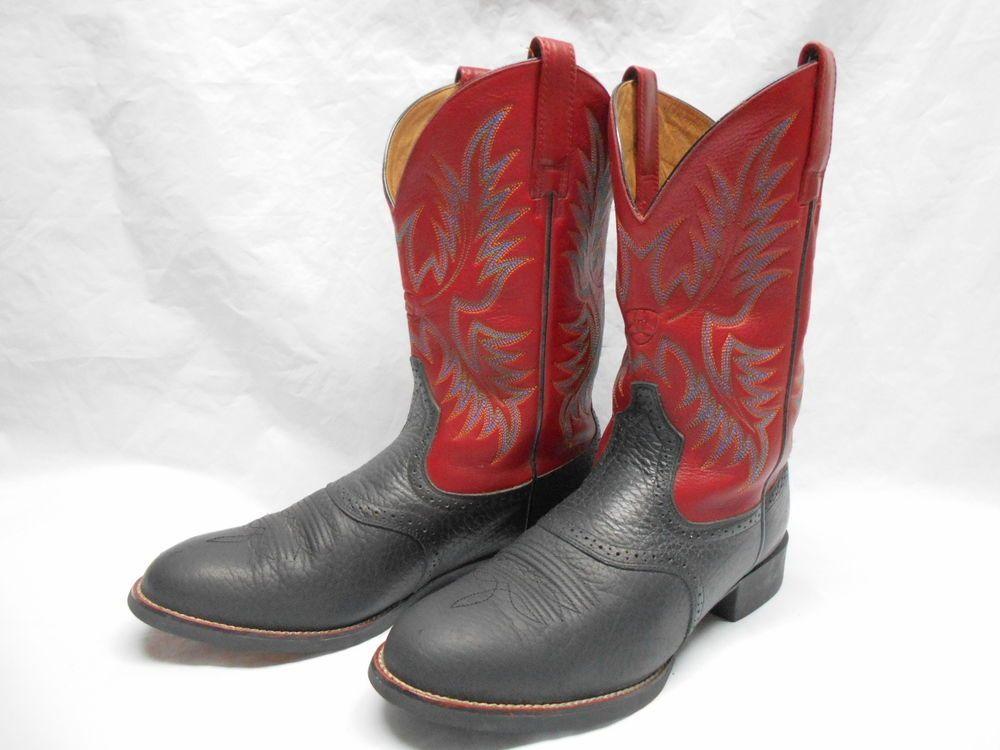 Red and Black Cowboy Logo - Ariat Men's 10 D Heritage Stockman Red & Black Leather Cowboy