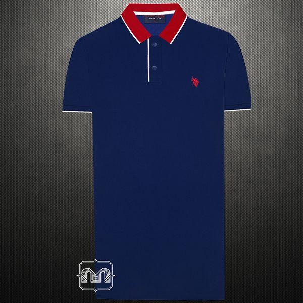Blue with Red Polo Logo - US Polo Assn Two Toned Navy Red Polo Tshirt Small Pony Logo With Red ...