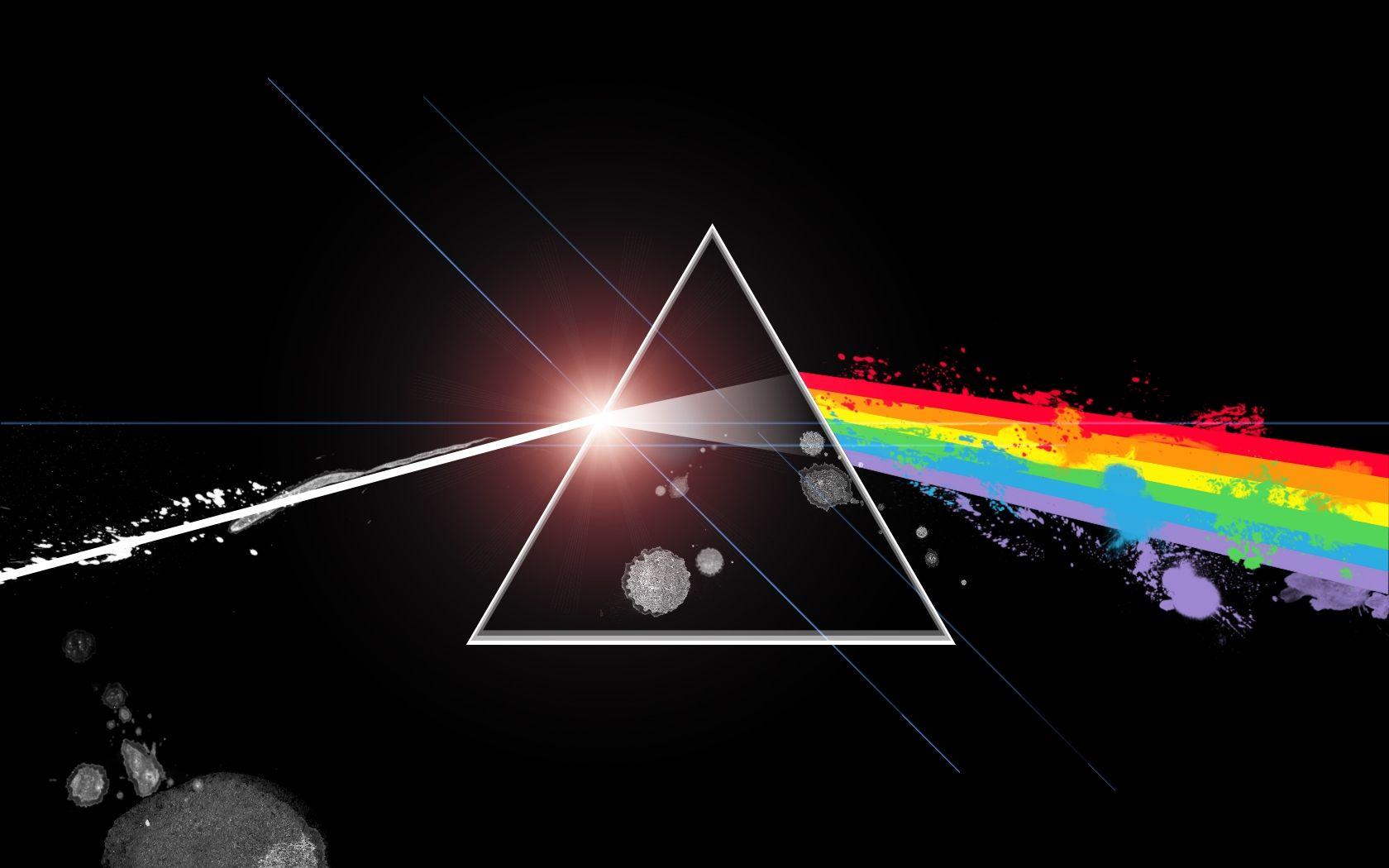 Rainbow Triangle Logo - Wallpaper : night, space, sky, triangle, Pink Floyd, satellite