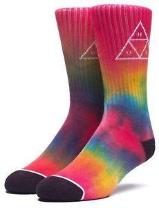 Rainbow Triangle Logo - Tights HUF worldwide tie dye triple triangle logo socks rainbow