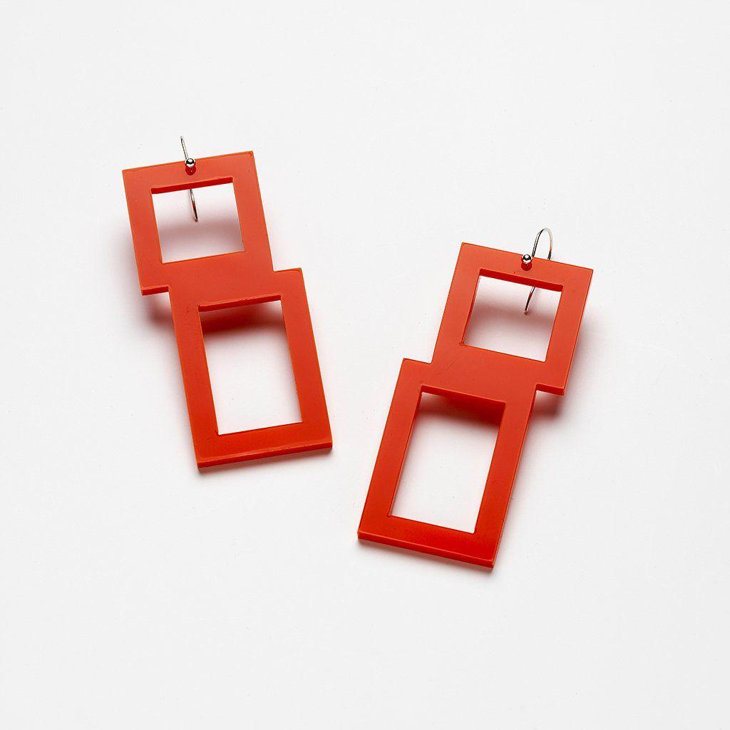 Red Lua Logo - Rio Earrings Red. Perspex Silver. In Red, Black And White