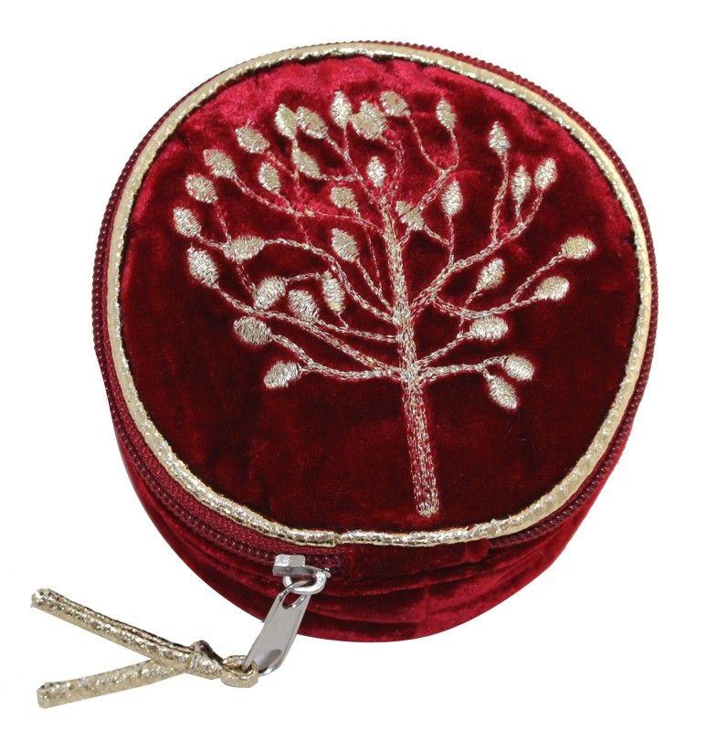 Red Lua Logo - Lua Mulberry Tree Round Jewellery Purse Red silk velvet