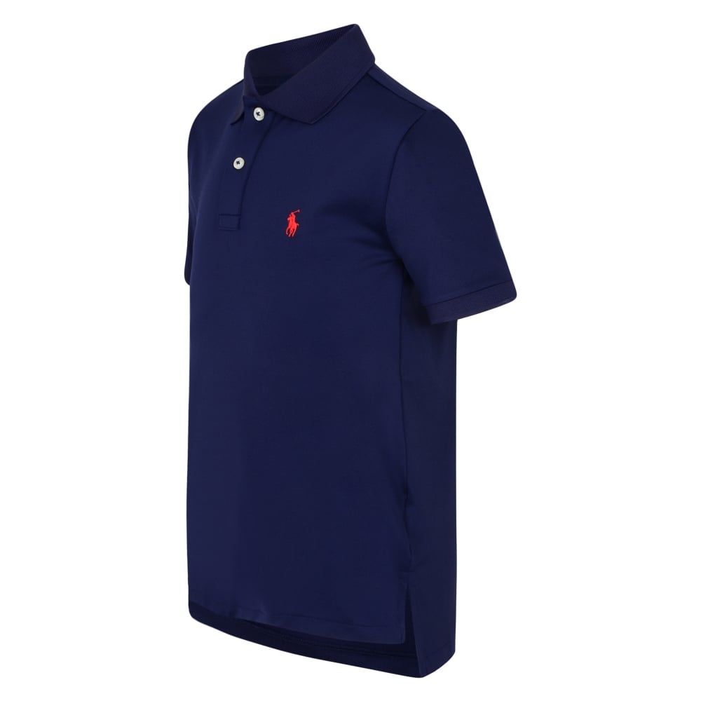 Blue with Red Polo Logo - Ralph Lauren Boys Navy Polo Shirt with Red Logo