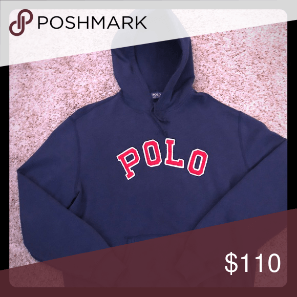 Blue with Red Polo Logo - Polo By Ralph Lauren Pullover Hoodie •Navy Blue Red •Gently Used