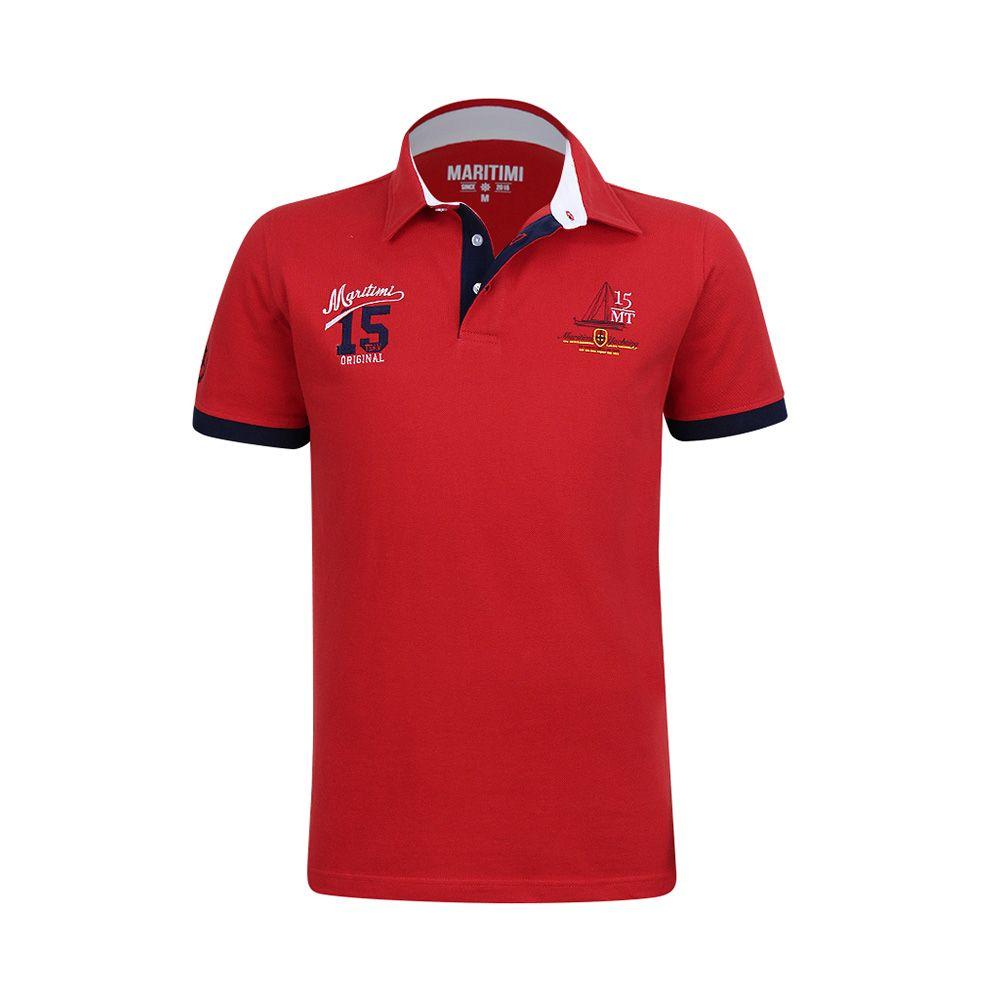 Blue with Red Polo Logo - Polo Shirt with Number Print Dark Blue, Red shirts-polo-shirts ZB80498