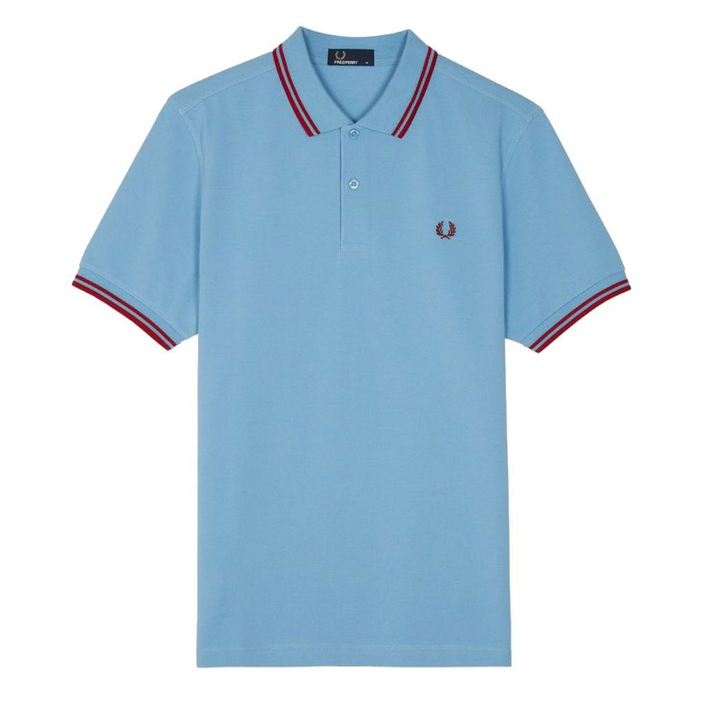 Blue with Red Polo Logo - Fred Perry M3600 Twin Tipped Polo Shirt in Sky Blue / Red – Edwards ...