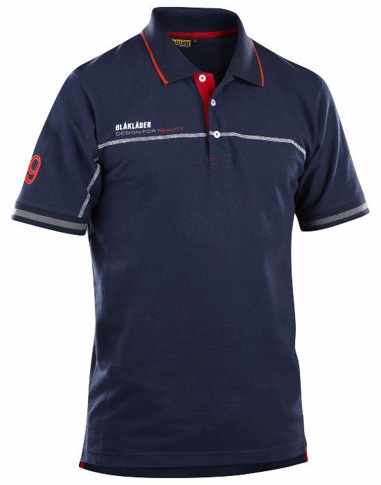 Blue with Red Polo Logo - Blaklader Workwear Polo Shirt. Work Polo Shirt