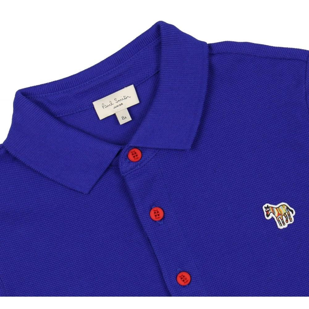 Blue with Red Polo Logo - Paul Smith Junior Boy's Blue Polo Shirt with Red Button Fastenings ...