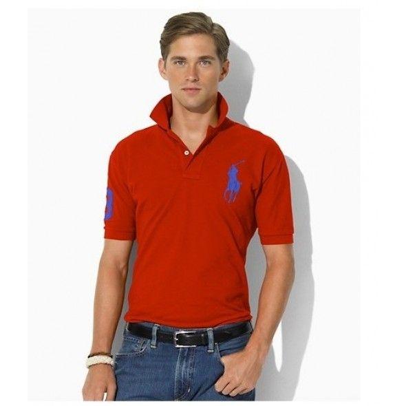 Blue with Red Polo Logo - Armani Jeans Logo Printed Polo Shirt Polo Short Dark Red Blue - $64.74