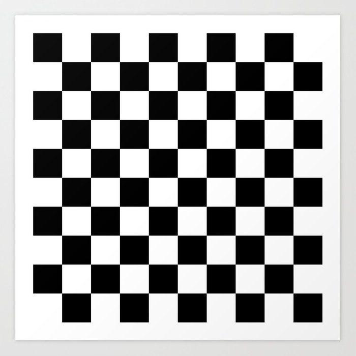 Black and White Checkered Logo - Black & White Checkered Pattern Art Print