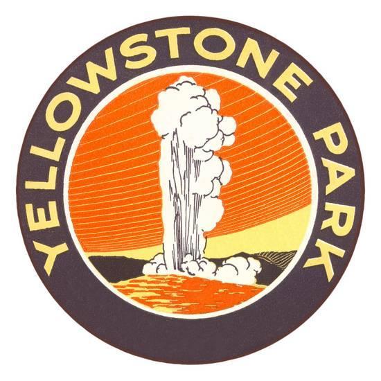 Yellowstone Logo - Emblem for Yellowstone National Park with Geyser Prints at