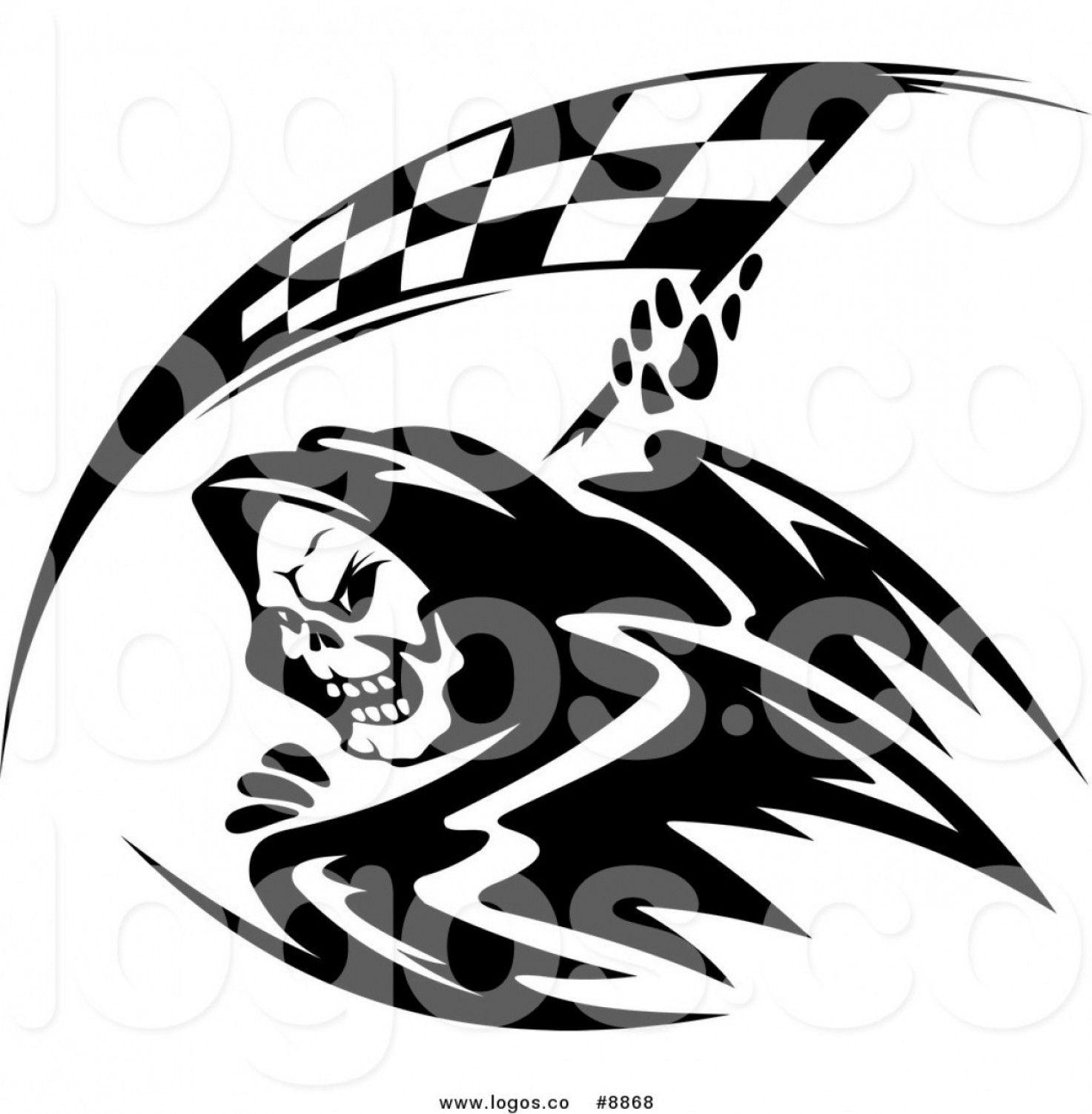 Black and White Checkered Logo - Royalty Free Clip Art Vector Logo Of A Grim Reaper With A Black