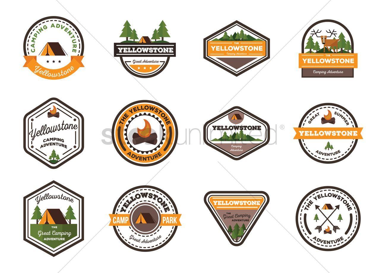 Yellowstone Logo - Free Set of yellowstone labels Vector Image