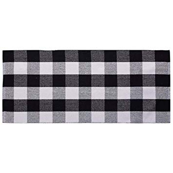 Black and White Checkered Logo - Ukeler Black And White Plaid Rugs Cotton Hand Woven