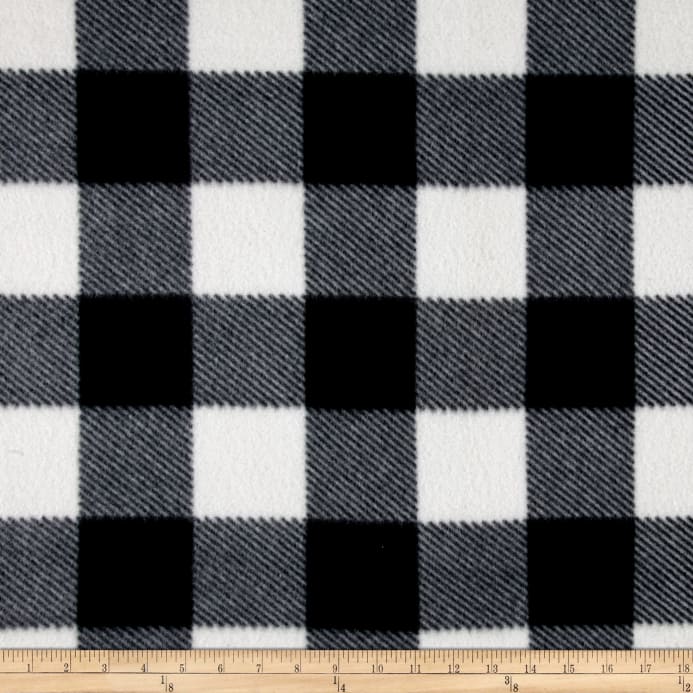 Black and White Checkered Logo - Fleece Buffalo Plaid Print Black White Designer Fabric