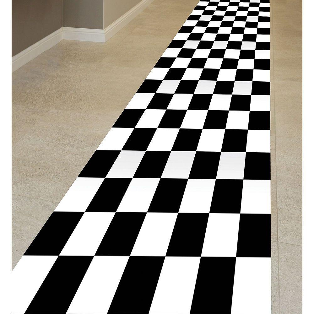 Black and White Checkered Logo - Black & White Checkered Floor Runner 2ft x 10ft | Party City