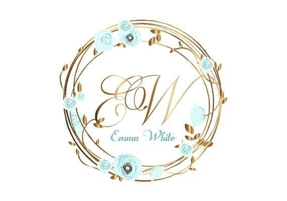 Blue Wreath Logo - DIGITAL Wreath flowers logo Blue flowers wreath logo Flower | Etsy