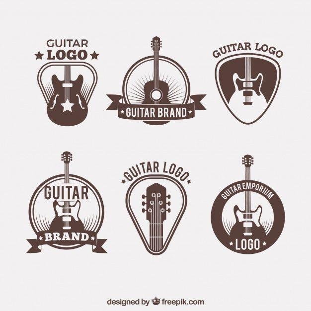 Guitar Logo - Collection of guitar logos in vintage style Vector