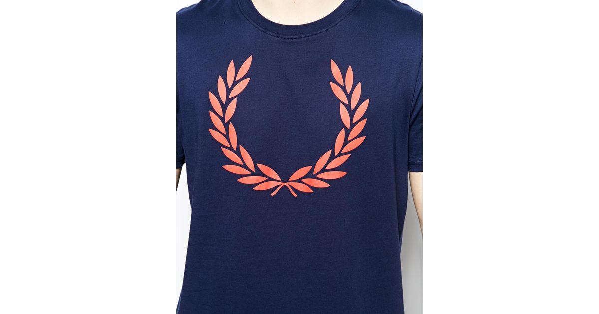 Blue Wreath Logo - Fred Perry T-Shirt Large Laurel Wreath Logo in Blue for Men - Lyst