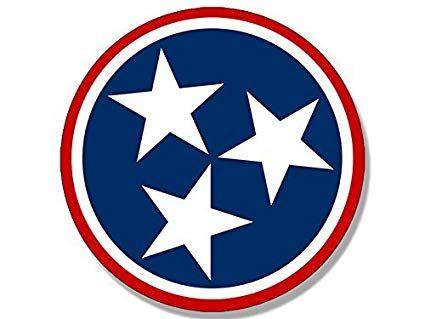 Blue Flag with Stars Logo - American Vinyl Round RED Tennessee 3 Stars Logo Sticker