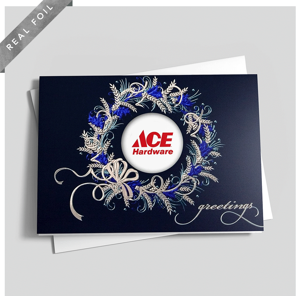 Blue Wreath Logo - Blue Wreath Logo - Holiday Greeting Cards by CardsDirect