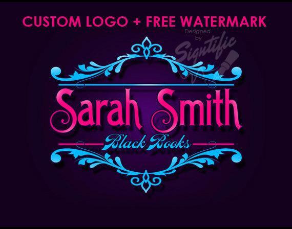 Blue and Pink Logo - Vintage floral logo FREE watermark aqua blue and pink | Etsy