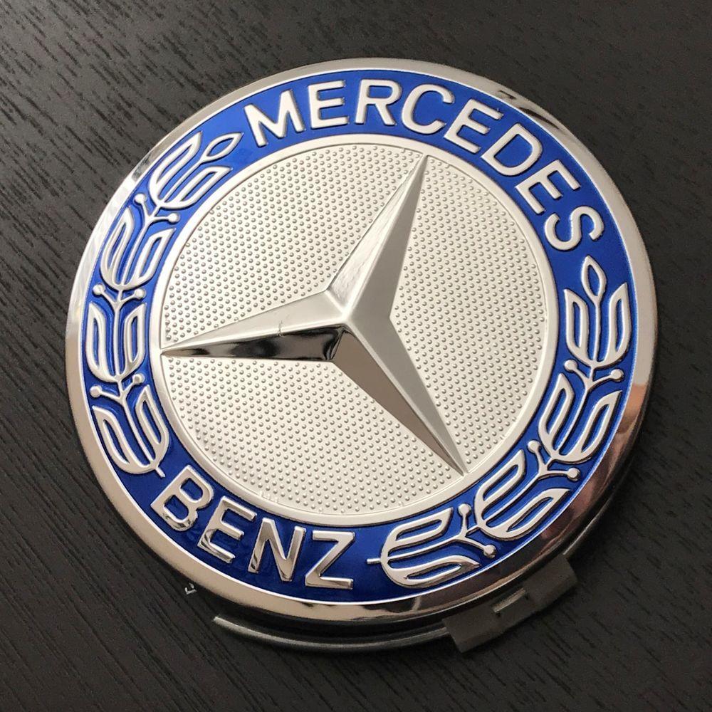Blue Wreath Logo - 1 PC Mercedes Benz Wheel Rim Center Cap Emblem Blue Wreath Hubcap ...