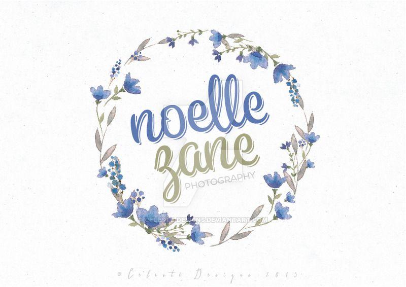 Blue Wreath Logo - Premade Logo - blue floral wreath logo by Celeste-Designs on DeviantArt