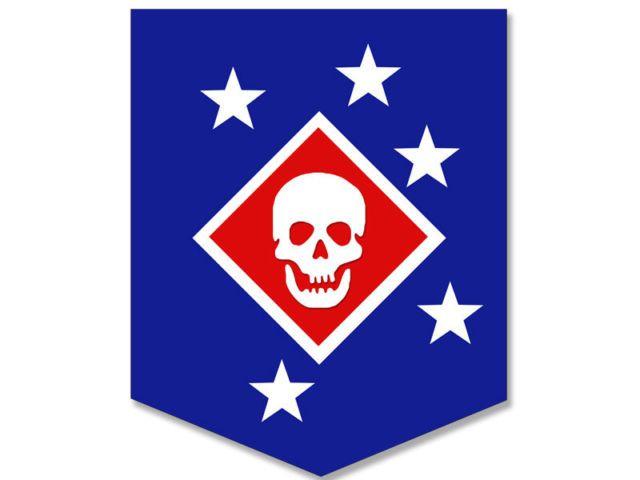 Blue Flag with Stars Logo - Inch Blue MARSOC Raiders Skull and Stars Seal Sticker