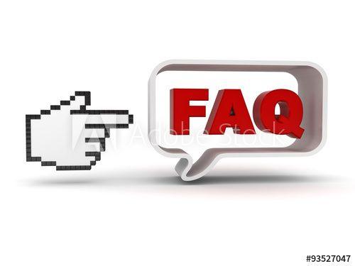 Red Word Bubble Logo - Hand cursor pointing at red word faq in speech bubble frequently