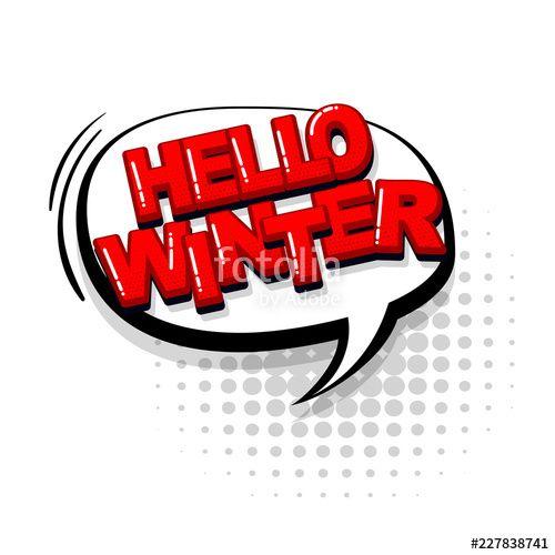 Red Word Bubble Logo - Hello winter comic text collection sound effects pop art style. Set