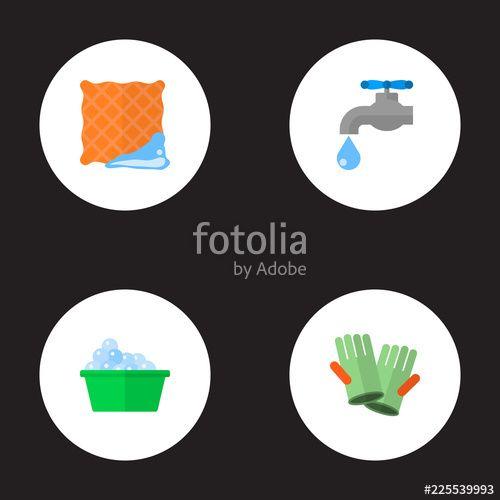 Web and Mobile Logo - Set of cleaning icons flat style symbols with washcloth, clean cloth