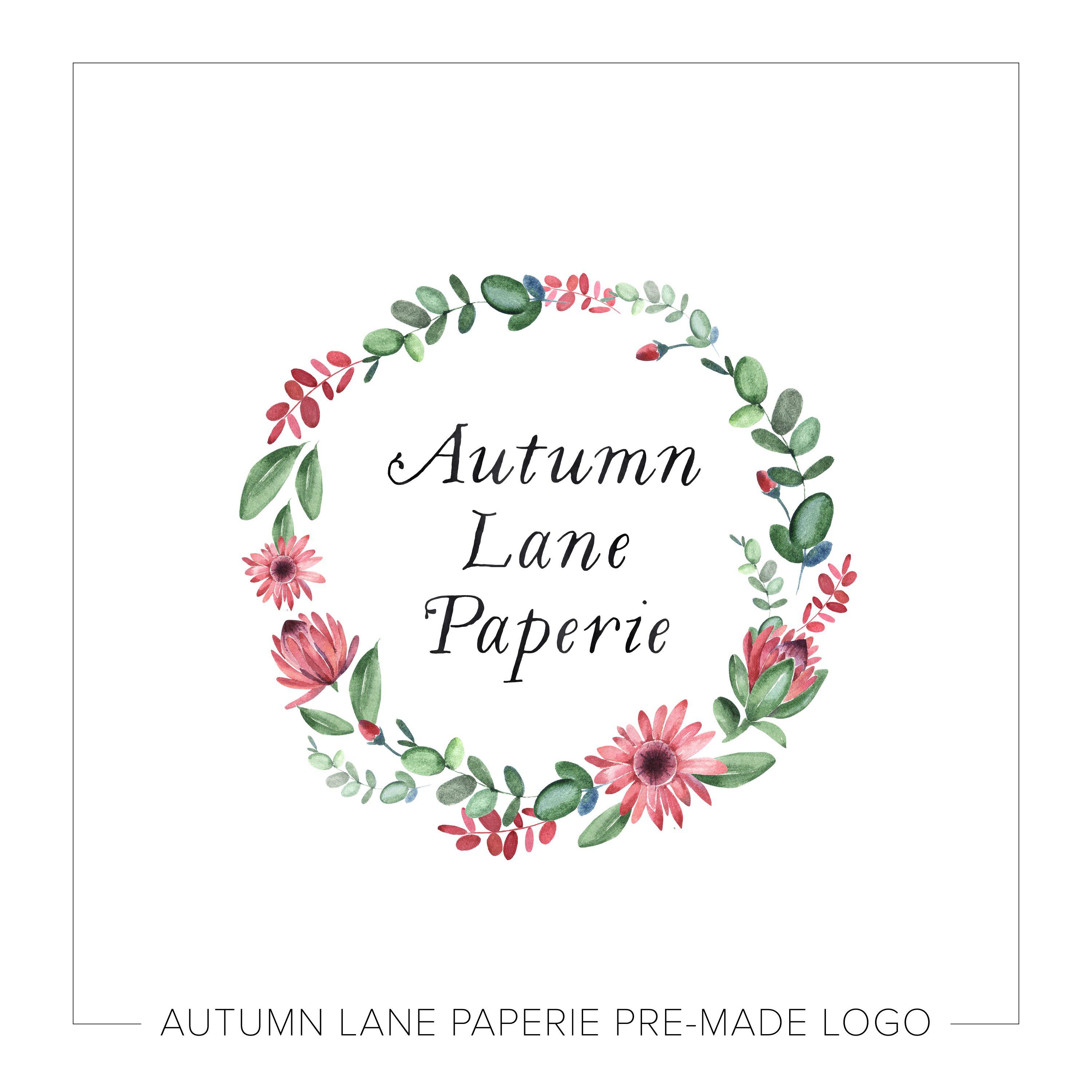 Pretty Logo - Pink & Green Floral Circle Logo J15 | Autumn Lane Paperie