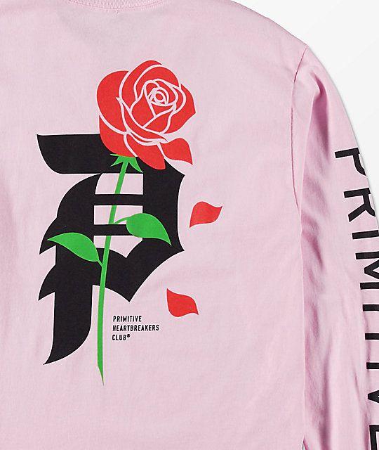 Primitive Rose Logo - Primitive Heartbreakers Pink Long Sleeve T-Shirt | Zumiez