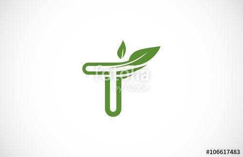 Green Letter T Logo - abstract leaf letter T logo