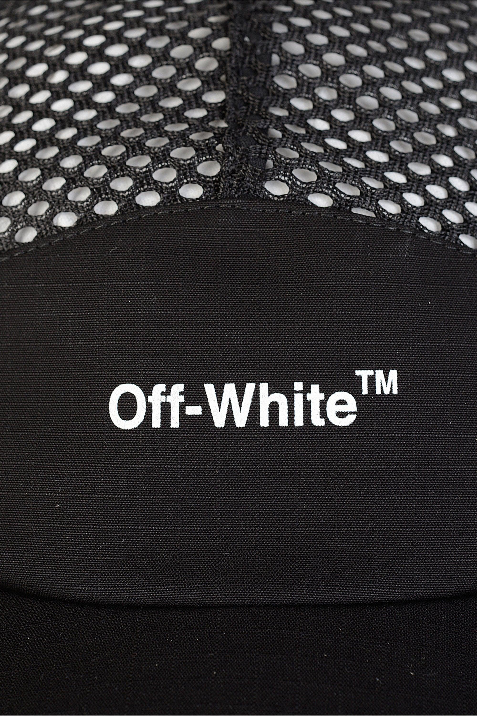 5 Black Logo - Off White C O Virgil Abloh Black Logo Print Mesh Cap In Black