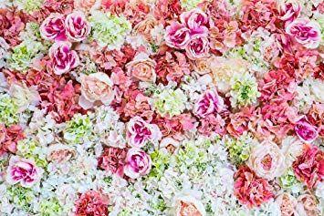 Petal Pink Green Flower Logo - Blush Pink Green White Flowers Wall Backdrop Wedding: Amazon.co.uk ...