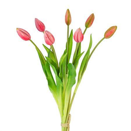 Petal Pink Green Flower Logo - Artplants Artificial Bouquet of tulips LONA, 7 blooms, pink-green ...