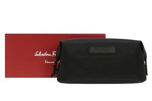 Ferragamo Black Logo - NEW SALVATORE FERRAGAMO BLACK LOGO COSMETIC TOILETRY CLUTCH BAG ...