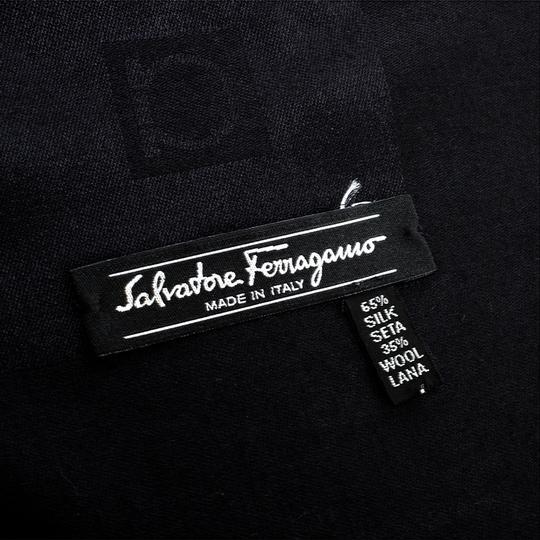 Ferragamo Black Logo - Salvatore Ferragamo Black Logo Pattern Jacquard Silk and Wool Shawl ...