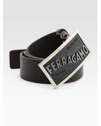 Ferragamo Black Logo - Lyst - Ferragamo Logo Buckle Leather Belt in Black for Men