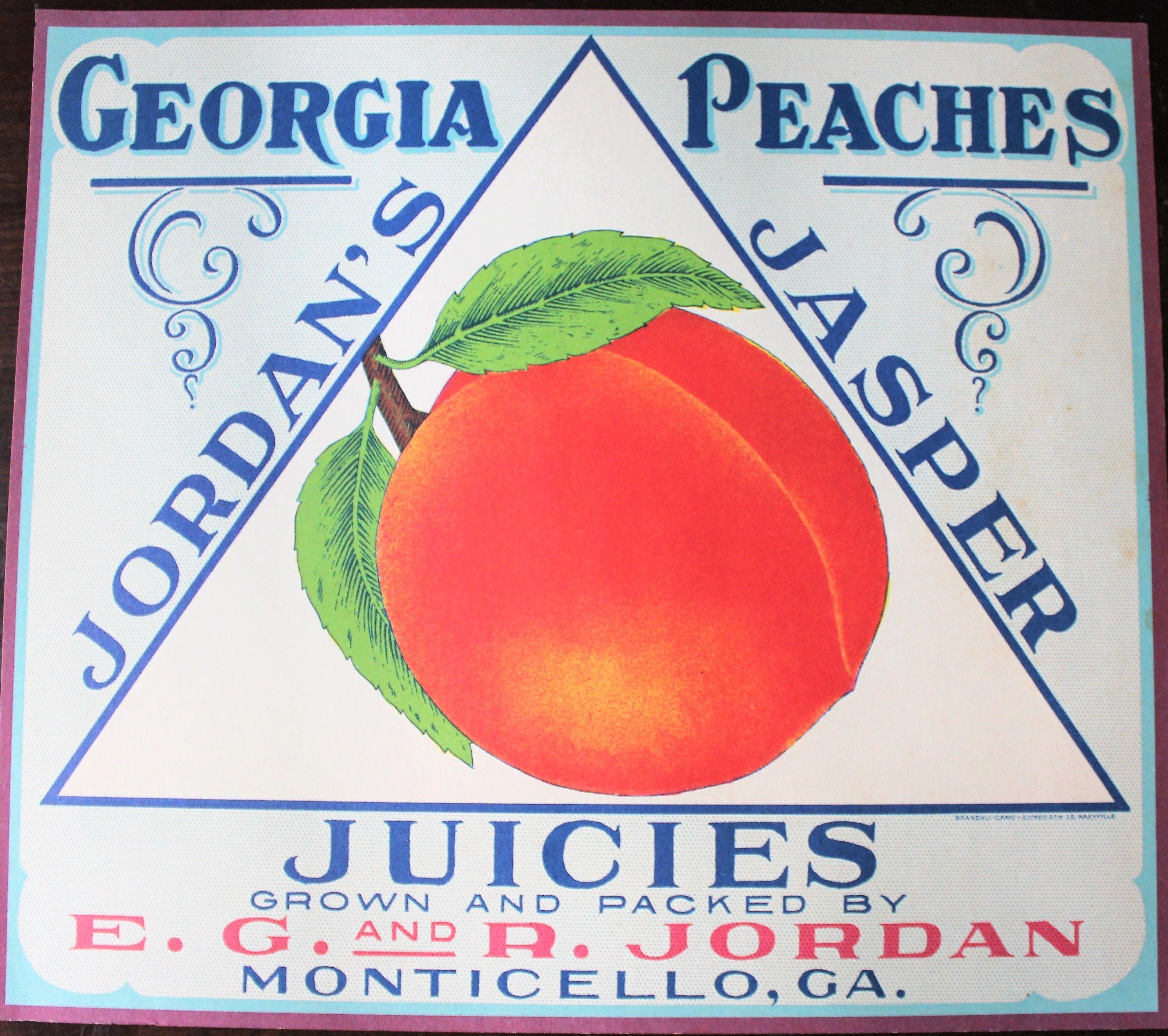 Peach Jordan Logo - Antique Genuine – Original Jordan's Jasper Juicies Georgia Peaches ...