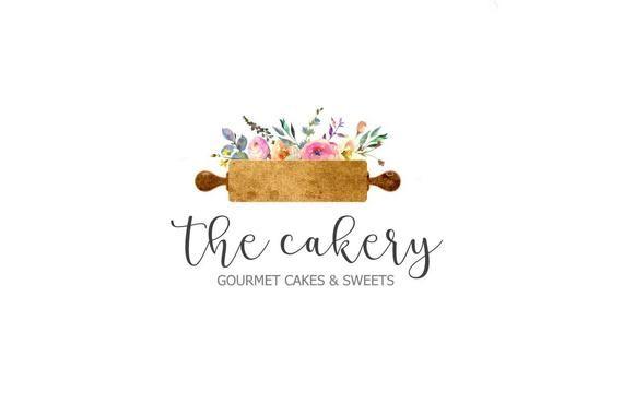 Pink Green Logo - Bakery Logo / Roller Logo / Cake Logo / Baking Logo / Floral
